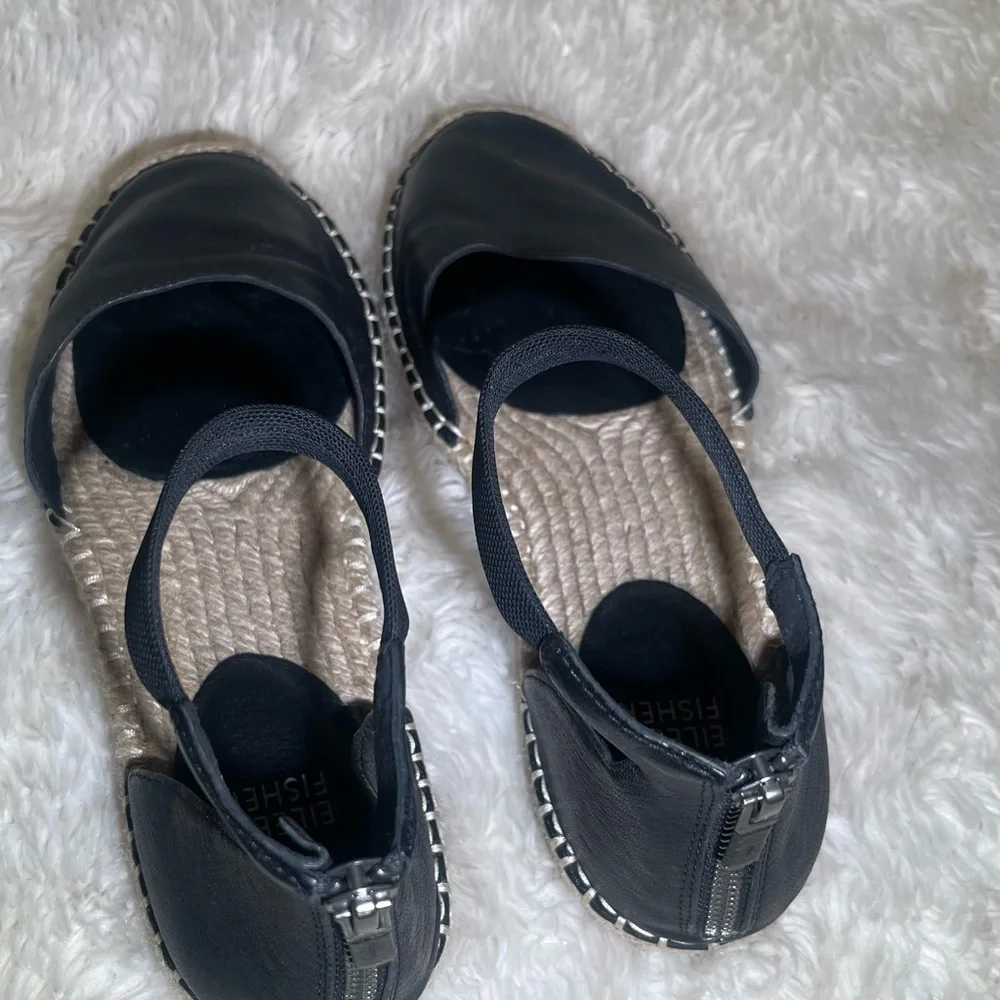Eileen Fisher Black women’s Leather Espadrilles flat sandals size 8